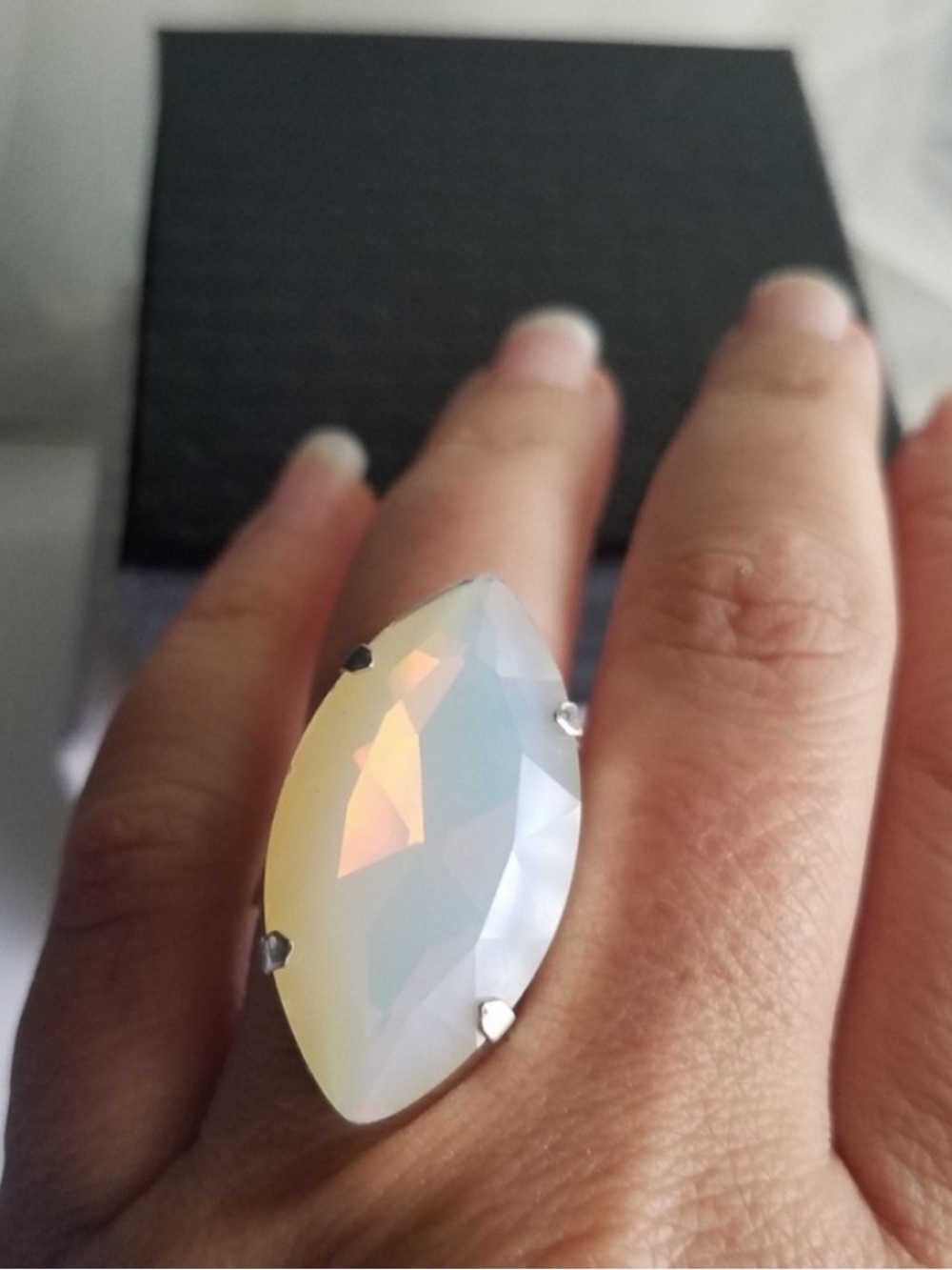 Swarovski Elements Huge Moonlight Marquis Statement Ring NWT